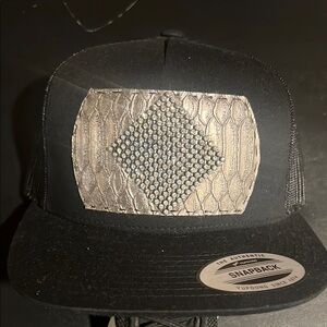 Yupoong Black Snapback with Silver Embellishment
